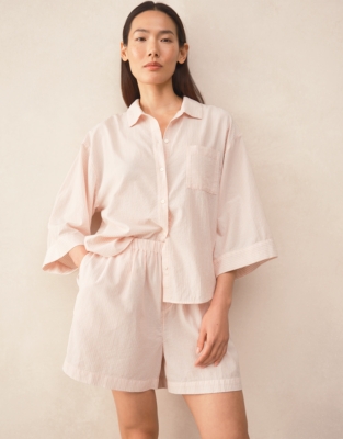 Organic Cotton Oversized Stripe Shortie Pyjama Set