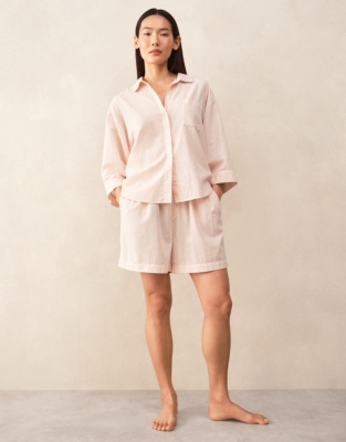 Organic Cotton Oversized Stripe Shortie Pyjama Set