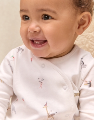 Organic Cotton Party Animal Print Wrap Sleepsuit (0–24mths)