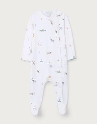 Organic Cotton Party Animal Print Wrap Sleepsuit (0–24mths)
