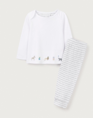 Organic Cotton Party Animals Embroidered Pyjamas (0–24mths)