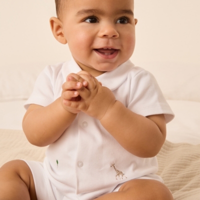 Organic Cotton Party Animals Embroidered Shortie (0–9mths)