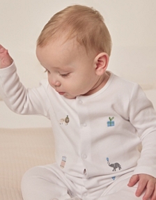 Organic Cotton Party Animals Embroidered Sleepsuit (0–9mths)