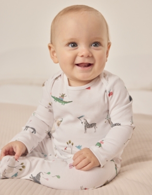 Organic Cotton Party Animals Sleepsuit (0–24mths)