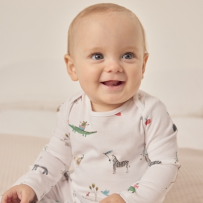 Organic Cotton Party Animals Sleepsuit (0–9mths)