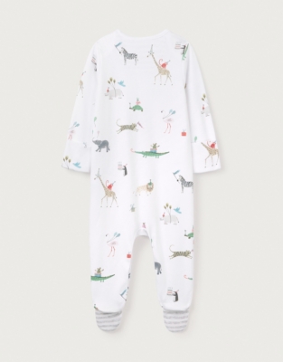 Organic Cotton Party Animals Sleepsuit (0–9mths)