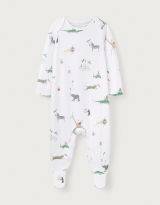 Organic Cotton Party Animals Sleepsuit (0–9mths)