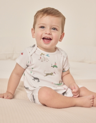 Organic Cotton Party Animals Wrap Shortie (0–9mths)