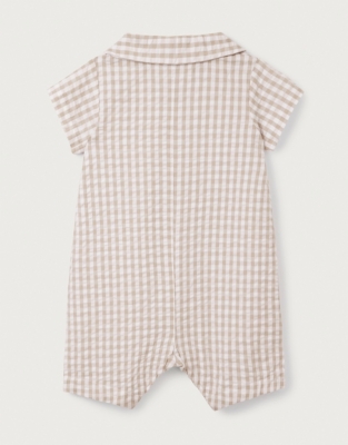 Organic Cotton Pebble Gingham Sleepsuit (0—9mths)