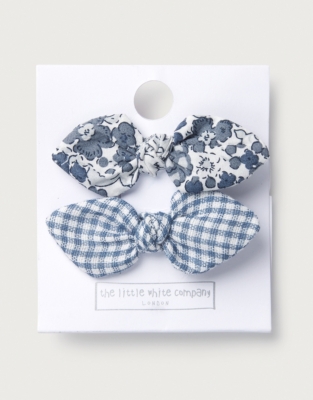 Organic Cotton Petunia & Batik Floral Bow Hair Clips – Set of 2