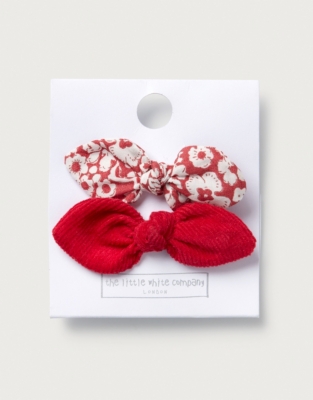 Organic Cotton Petunia Floral & Cord Bow Hair Clips – Set of 2