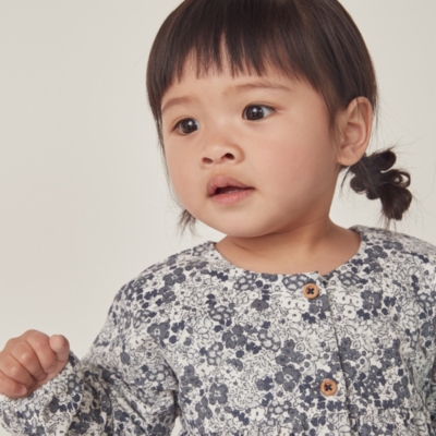 Organic Cotton Petunia Floral Cord Dress (0–18mths)