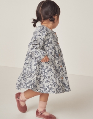 Organic Cotton Petunia Floral Cord Dress (0–18mths)