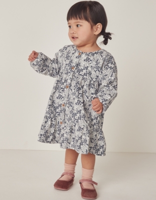 Organic Cotton Petunia Floral Cord Dress (0–18mths)