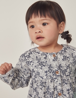 Organic Cotton Petunia Floral Cord Dress (0–18mths)