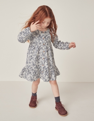 Organic Cotton Petunia Floral Cord Dress (18mths–6yrs)