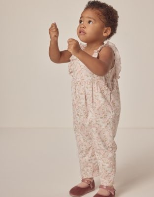 Organic Cotton Petunia Floral Cord Frill Romper (0–24mths)