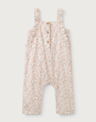 Organic Cotton Petunia Floral Cord Frill Romper (0–24mths)