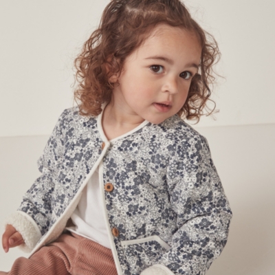 Organic Cotton Petunia Floral Cord Jacket (0–18mths)