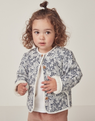 Organic Cotton Petunia Floral Cord Jacket (0–18mths)