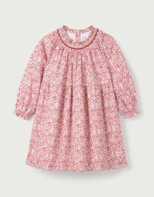 Organic Cotton Petunia Floral Hand Smocked Dress (0–18mths)