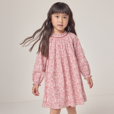 Organic Cotton Petunia Floral Hand Smocked Dress (18mths–6yrs)