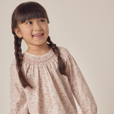 Organic Cotton Petunia Hand Smocked Blouse & Crinkle Trousers Set (18mths–6yrs)