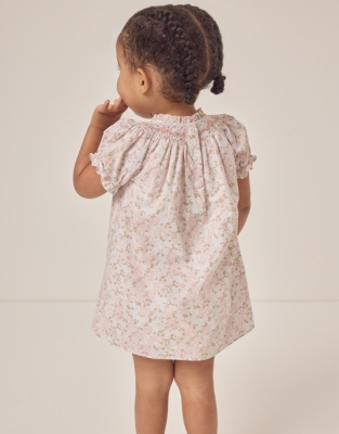 Organic Cotton Petunia Hand Smocked Dress (0–18mths)
