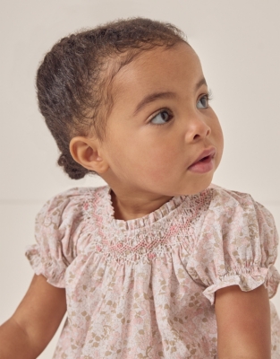 Organic Cotton Petunia Hand Smocked Dress (0–18mths)