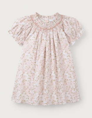 Organic Cotton Petunia Hand Smocked Dress (0–18mths)