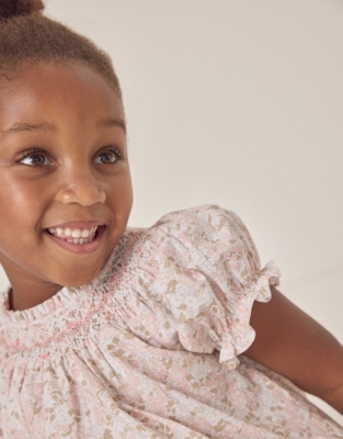 Organic Cotton Petunia Hand Smocked Dress (18mths–6yrs)
