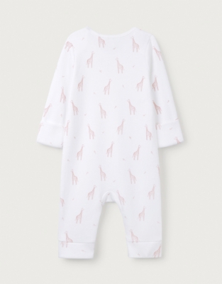 Organic Cotton Pink Giraffe Print Sleepsuit (0–24mths)