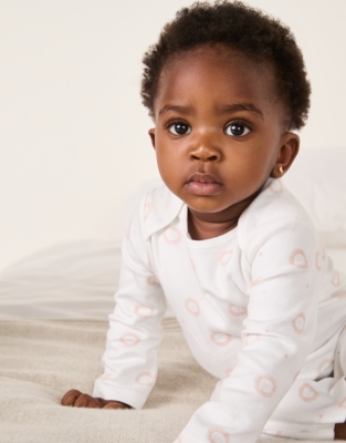 Organic Cotton Pink Lion Sleepsuit (0–24mths)