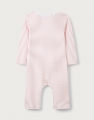 Organic Cotton Pink Stripe Heart Appliqué Envelope Sleepsuit (0–9mths)