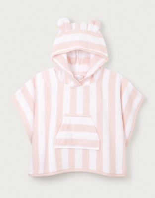 Organic Cotton Pink Stripe Towelling Hoodie  (0—6yrs)