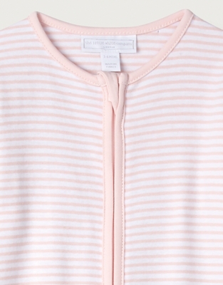 Organic Cotton Pink Stripe Zip Sleepsuit