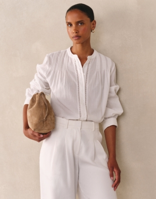 Organic Cotton Pintuck Detail Blouse