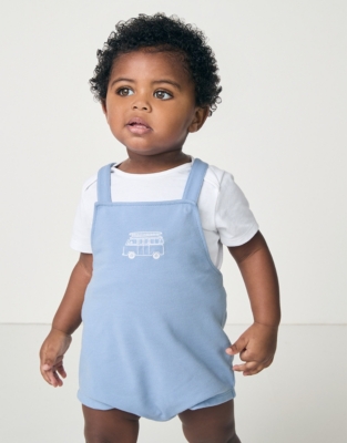 Organic Cotton Piqué Bubble Romper & T-Shirt Set (0–24mths)