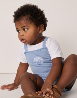 Organic Cotton Piqué Bubble Romper & T-Shirt Set (0–24mths)