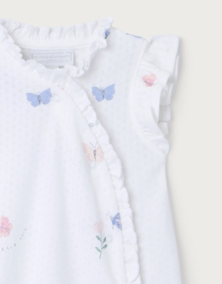 Organic Cotton Pointelle Butterfly Frill Wrap Shortie (0–2yrs)