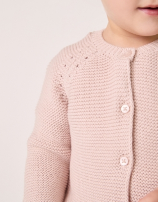 Organic Cotton Pointelle Cardigan (0–18mths)