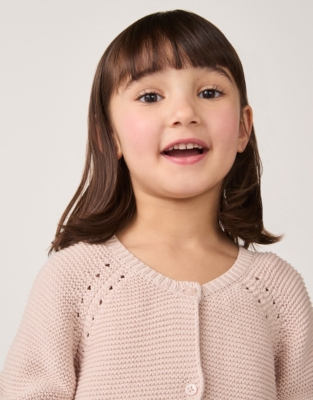 Organic Cotton Pointelle Cardigan (18mths–6yrs)