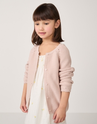 Organic Cotton Pointelle Cardigan (18mths–6yrs)