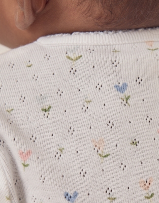 Organic Cotton Pointelle Love Bud Wrap Sleepsuit (0–24mths)