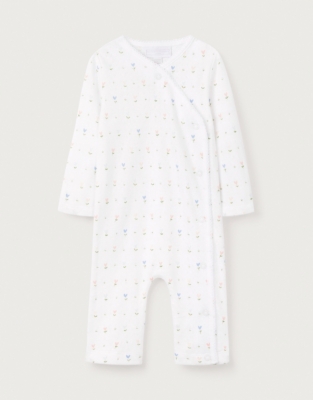 Organic Cotton Pointelle Love Bud Wrap Sleepsuit (0–24mths)