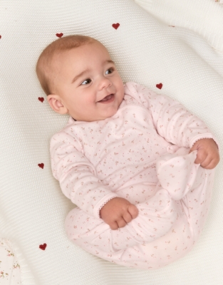 Organic Cotton Pointelle Megan Floral Wrap Sleepsuit (0–24mths)