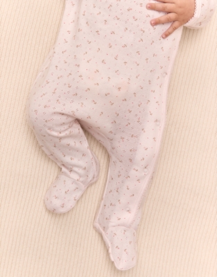 Organic Cotton Pointelle Megan Floral Wrap Sleepsuit (0–24mths)