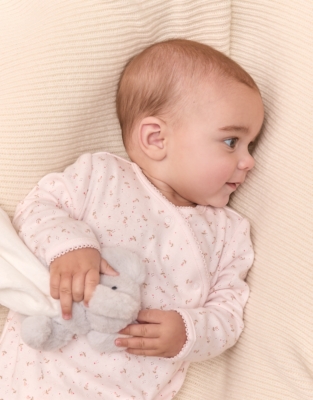 Organic Cotton Pointelle Megan Floral Wrap Sleepsuit (0–24mths)