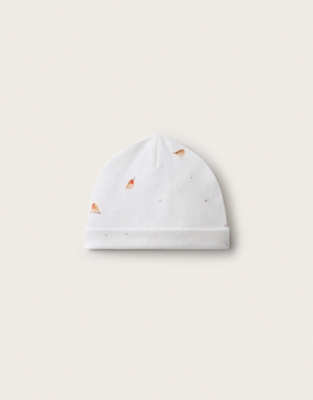 Organic Cotton Pointelle Robin Hat & Mittens Set (0–12mths)