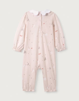 Organic Cotton Polar Bear Scallop Collar Sleepsuit (0–24mths)